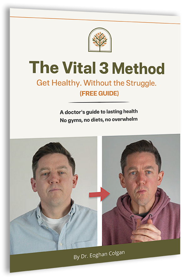 An angled image of the Vital 3 Method ebook with drop shadow