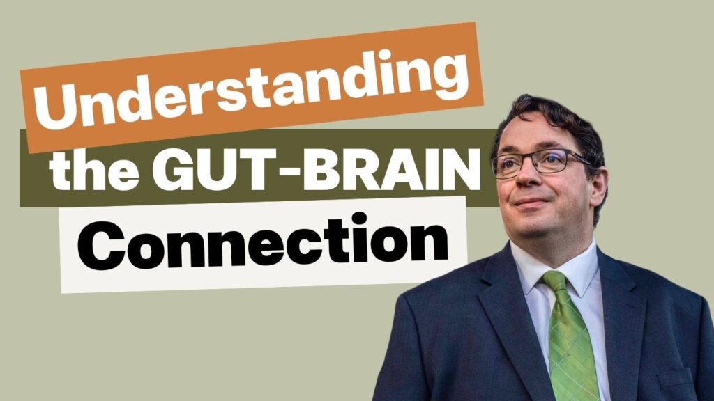 Prof. John Cryan looking to the left, with episode title Understanding the Gut Brain Connection