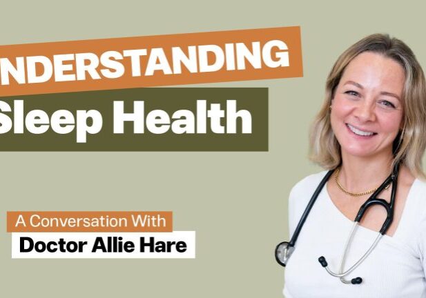 Podcast episode 14 cover featuring Dr Ali Hare with title 'Understanding Sleep Health with Dr Allie Hare